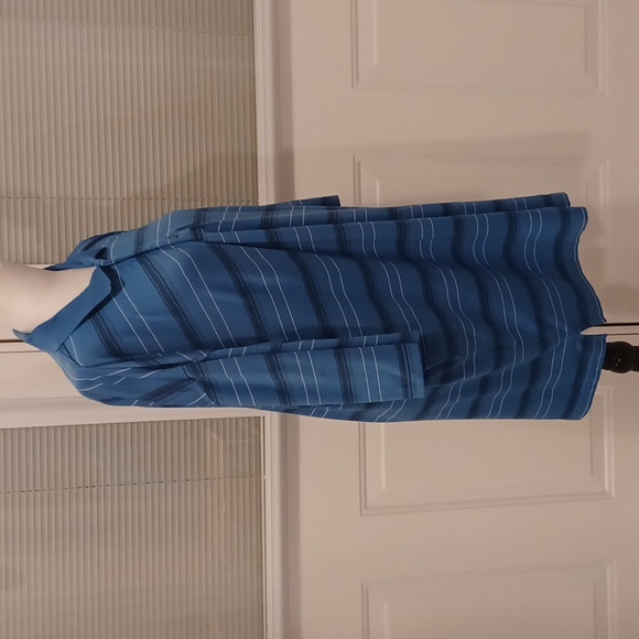 $4 Add-on Long Blue Striped Polo Shirt - Size XL - Picture 3 of 7